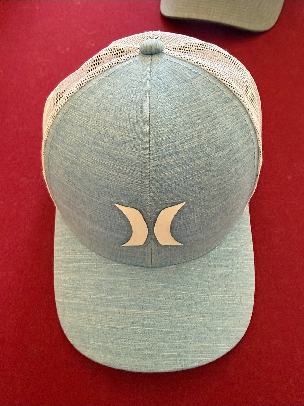 Hurley Light Blue and White Mesh Logo Trucker Hat